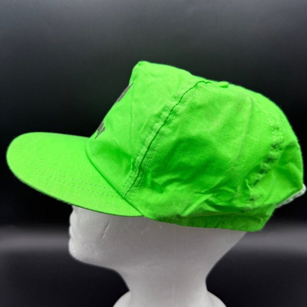 Vintage Vipco Just Do It Hat Cap Snapback Flat Bill Lime Green Made in USA - Picture 3 of 13